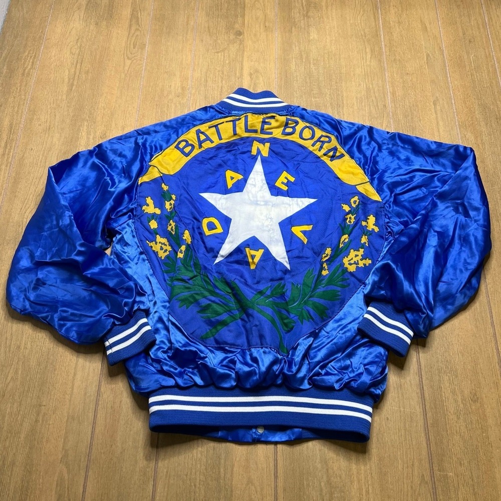 Auburn Sportswear Jacket Mens M Blue Nevada Battle Born Vintage Retro Satin M